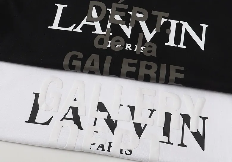 Style number: 608 P110 Fabric: 260g double yarn Meichao Gallery Dept co-branded Lanvin 2025 spring and summer new logo round neck T-shirt high street men and women same style loose classic G short sleeves Color: black white Size: S M L XL